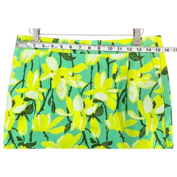 J Crew Mini Skirt Womens 8 Green Yellow Daffodil Basketweave Textured Pockets - Picture 6 of 13